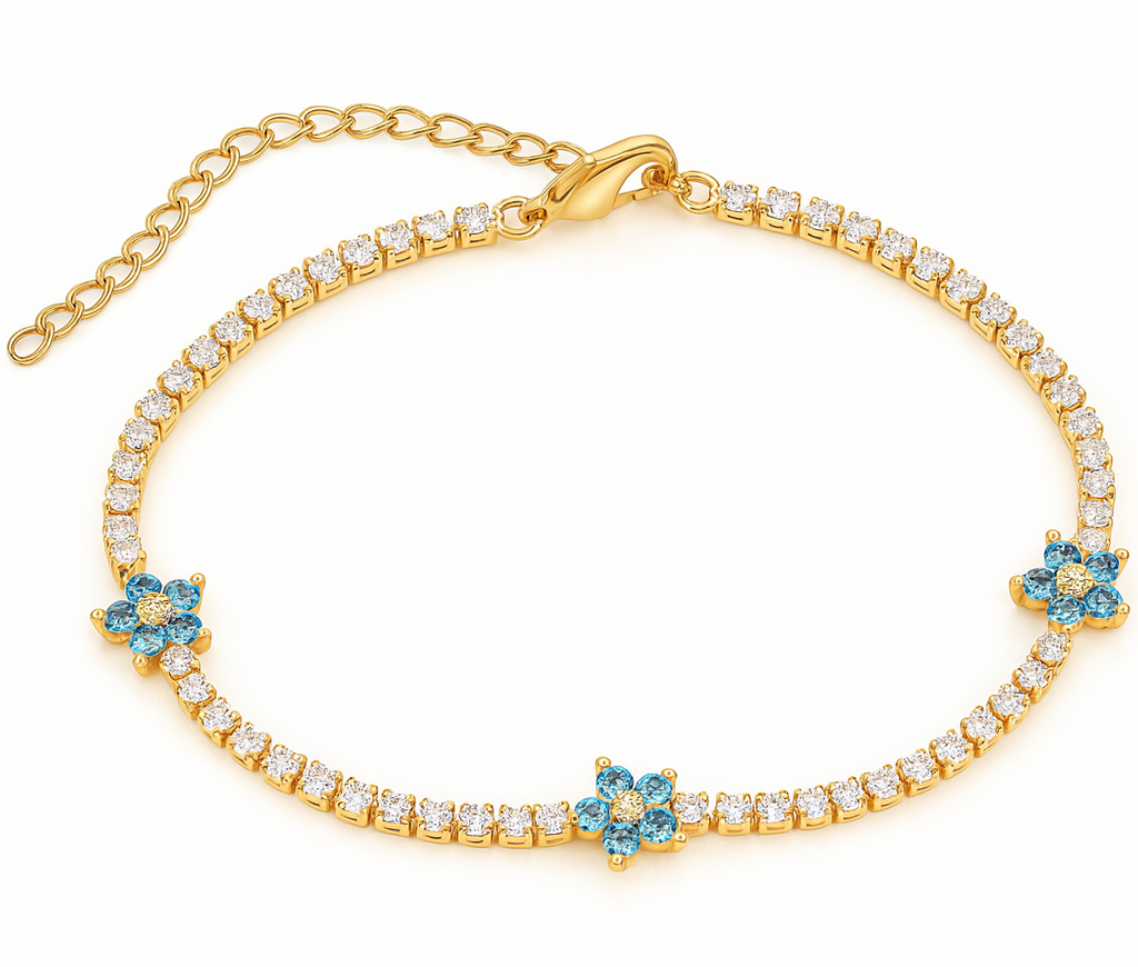 Blue Flower Tennis Bracelet