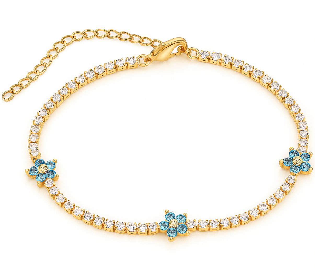 Blue Flower Tennis Bracelet