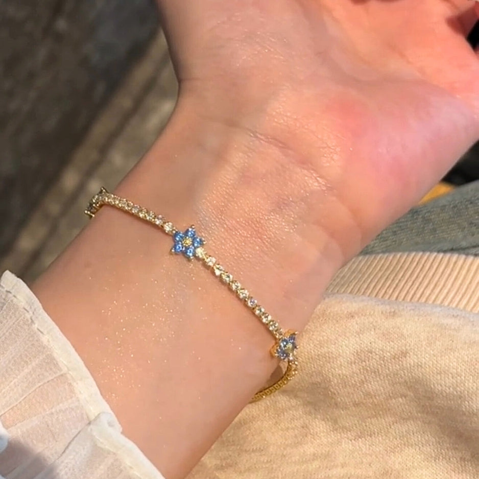 Blue Flower Tennis Bracelet